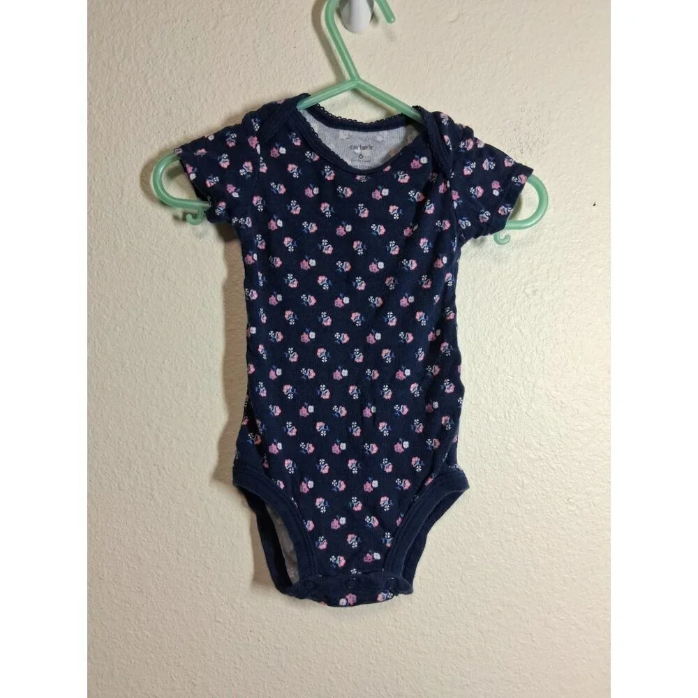 Carter's Bodysuit Top Baby Infant Floral Cottage Boho Girls Size 6 Months Blue